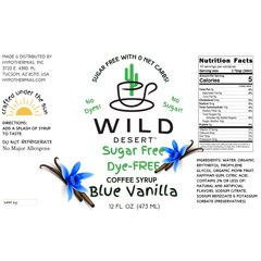 Wild Desert SUGAR FREE | Dye-FREE Coffee Syrup | Blue Vanilla - 12 Fl Oz