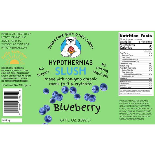 Hypothermias SUGAR FREE Slush | Monk Fruit | Blueberry (Half Gallon)