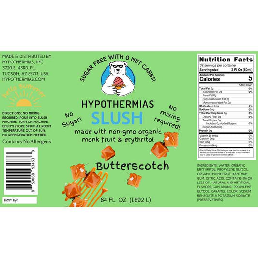 Hypothermias SUGAR FREE Slush | Monk Fruit | Butterscotch (Half Gallon)