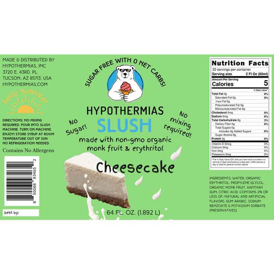 Hypothermias SUGAR FREE Slush | Monk Fruit | Cheesecake (Half Gallon)