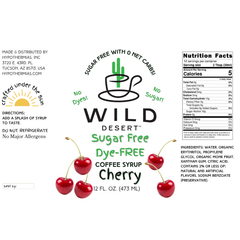 Wild Desert SUGAR FREE | Dye-FREE Coffee Syrup | Cherry - 12 Fl Oz