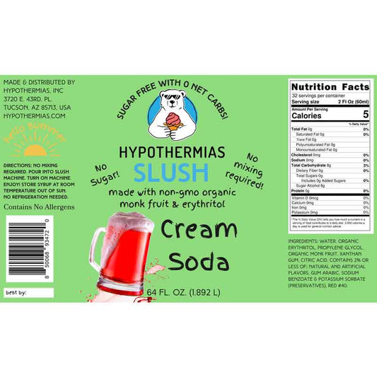 Hypothermias SUGAR FREE Slush | Monk Fruit | Cream Soda (Red) (Half Gallon)