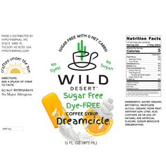 Wild Desert SUGAR FREE | Dye-FREE Coffee Syrup | Dreamcicle - 12 Fl Oz