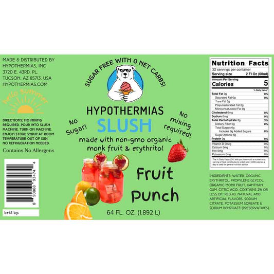 Hypothermias SUGAR FREE Slush | Monk Fruit | Fruit Punch (Half Gallon)