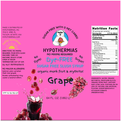 Grape | Hypothermias SUGAR FREE Dye-FREE Slush Syrup | Half Gallon