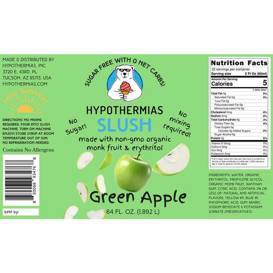 Hypothermias SUGAR FREE Slush | Monk Fruit | Green Apple (Half Gallon)