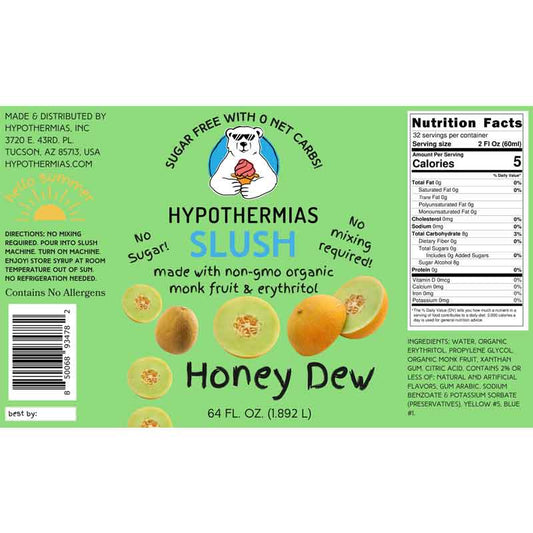 Hypothermias SUGAR FREE Slush | Monk Fruit | Honey Dew (Half Gallon)