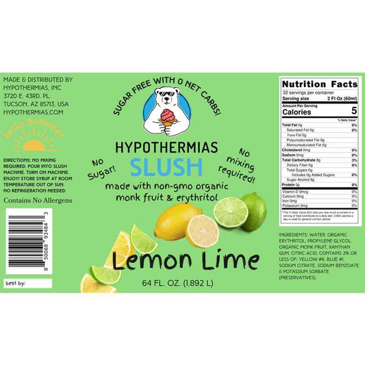 Hypothermias SUGAR FREE Slush | Monk Fruit | Lemon Lime (Half Gallon)