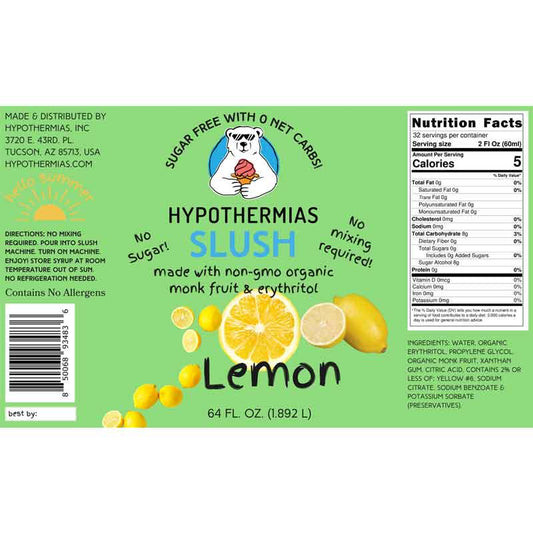 Hypothermias SUGAR FREE Slush | Monk Fruit | Lemon (Half Gallon)