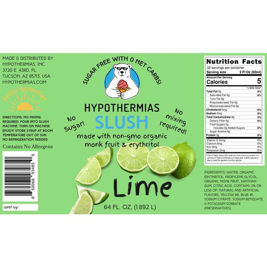Hypothermias SUGAR FREE Slush | Monk Fruit | Lime (Half Gallon)