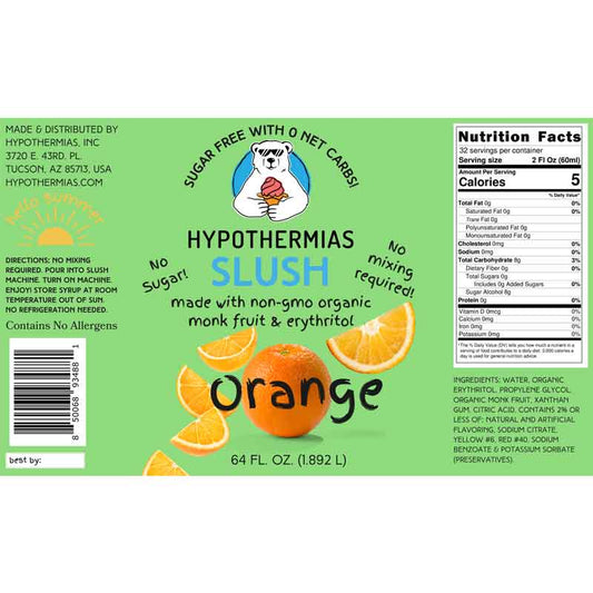 Hypothermias SUGAR FREE Slush | Monk Fruit | Orange (Half Gallon)