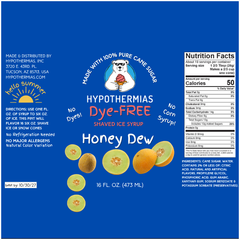Honey Dew - Dye-FREE Ready-to-Use Snow Cone & Shaved Ice Syrup - 100% Pure Cane Sugar
