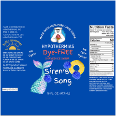 Siren's Song - Dye-FREE Ready-to-Use Snow Cone & Shaved Ice Syrup - 100% Pure Cane Sugar