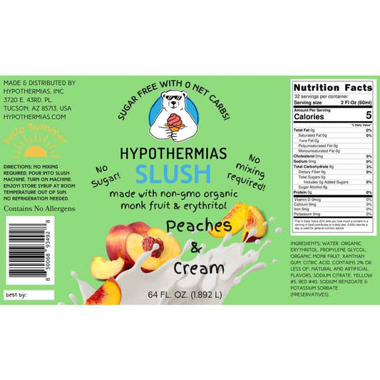 Hypothermias SUGAR FREE Slush | Monk Fruit | Peaches and Cream (Half Gallon)