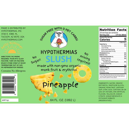 Hypothermias SUGAR FREE Slush | Monk Fruit | Pineapple (Half Gallon)
