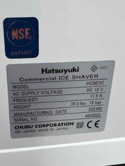 NSF listed used Hatsuyuki commercial ice shaver decal.