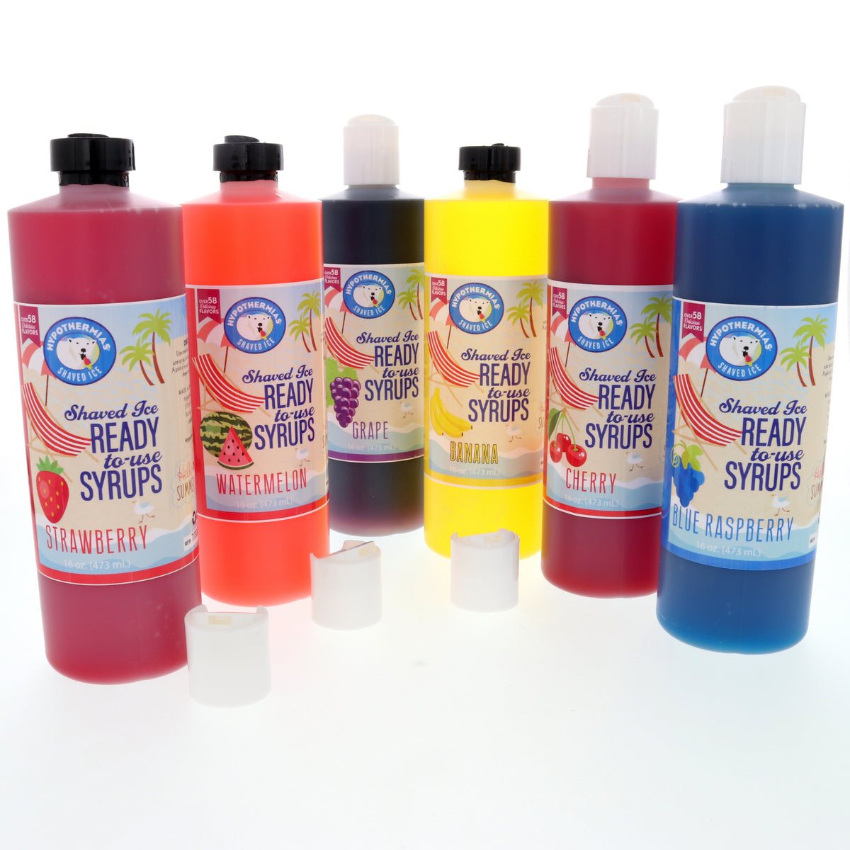 Variety Pack | 6 Shaved Ice Flavor Syrups | Cane Sugar | FREE Shipping
