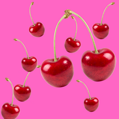 Fresh ripe cherries on a vibrant background representing Hypothermias Cherry Sugar Free Dye-FREE Slush Syrup, a keto-friendly slush mix with zero net carbs for slush machines and frozen drinks