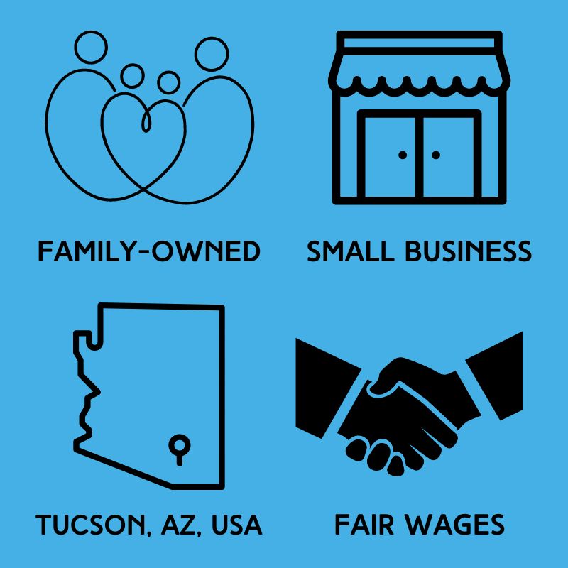 Family-owned small business in Tucson, Arizona, USA offering gourmet slush syrups and shaved ice flavors. Committed to fair wages and quality.