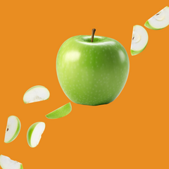 Wild Desert Dye-FREE Green Apple Coffee Syrup on a burnt orange background with non-GMO pure cane sugar, crisp green apple flavor, clear pour