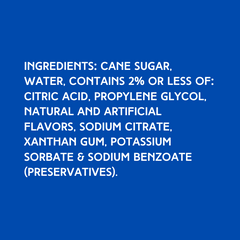 Ingredients for Hypothermias Dye-FREE Guava Shaved Ice Syrup made with cane sugar and no artificial dyes or high-fructose corn syrup.
