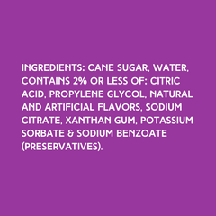 Ingredients for Hypothermias Dye-FREE Guava Slush Syrup, made with pure cane sugar and free from corn syrup and synthetic dyes.