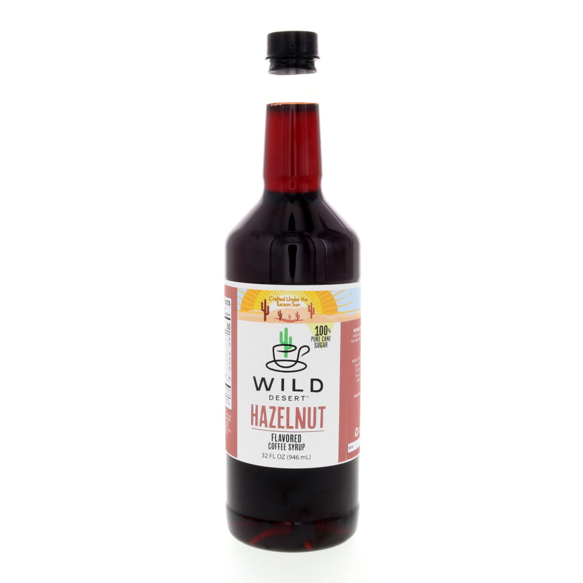 Wild Desert Hazelnut coffee syrup made with 100 percent pure cane sugar in 32 Fl Oz size.