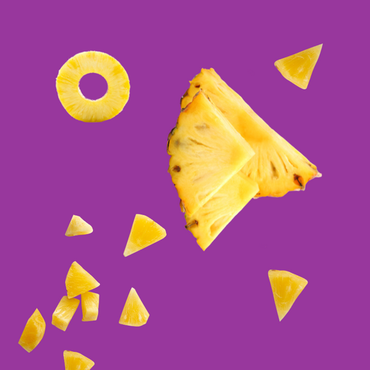 A fresh pineapple representing Hypothermias Dye-Free Pineapple Slush Syrup, made with non-GMO 100% pure cane sugar, no corn syrup, and no artificial dyes—perfect for slush machines.
