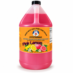 Hypothermias Natural Pink Lemon Sour Shaved Ice and Snow Cone Syrup, 1 Gallon, made with 100% pure cane sugar, no artificial dyes or flavors, ready to use.