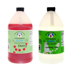 2 half gallon bottles of Hypothermias premium Sugar Free Slush Syrup Variety Pack on a white background. Pick 2 flavors in Classic Colors or Dye-FREE. Keto-friendly, low carb, organic monk fruit and erythritol sweetened frozen drink syrup.