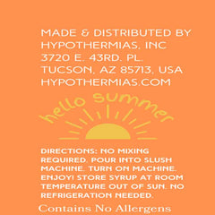 Eco-friendly, recyclable BPA-free packaging for Hypothermias Sugar-Free Slush Syrup.