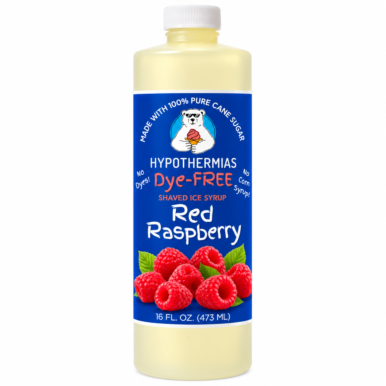Hypothermias Red Raspberry Dye-Free Shaved Ice and Snow Cone Syrup - 16 oz