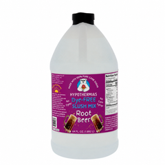 Hypothermias Root Beer dye-free slush syrup concentrate in a 64 Fl oz bottle.
