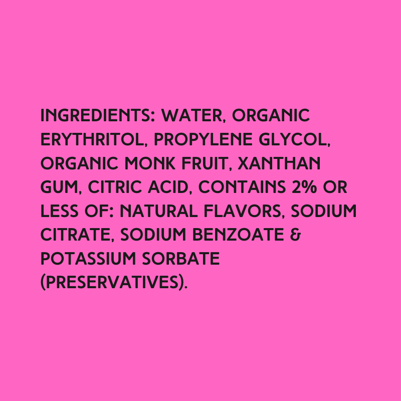 Ingredients for Hypothermias Sugar Free Dye-FREE Piña Colada Slush Syrup