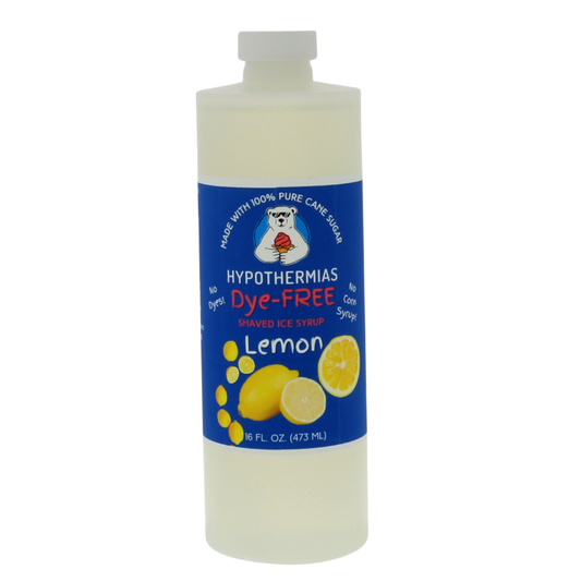 Lemon | Hypothermias Dye-FREE Shaved Ice Syrup | Pint (16 fl. oz)