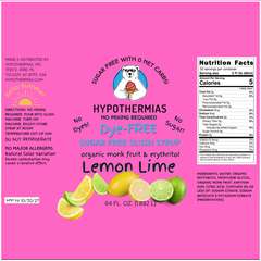 Lemon Lime | Hypothermias SUGAR FREE Dye-FREE Slush Syrup | Half Gallon