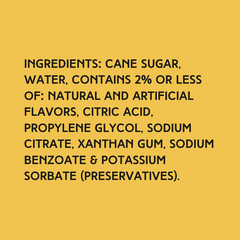 Ingredients for Wild Desert Lime Coffee Syrup, made with non-GMO cane sugar and free from synthetic dyes or high-fructose corn syrup