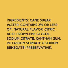 Ingredients for Wild Desert Mango Dye-FREE Coffee Syrup made with cane sugar and free from artificial dyes or high-fructose corn syrup