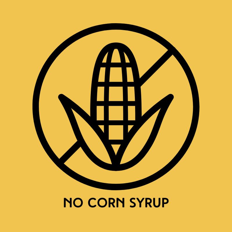 No corn syrup icon - symbol for products made without high fructose corn syrup, featuring natural, dye-free and non-GMO ingredients