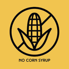 No corn syrup icon - symbol for products made without high fructose corn syrup, featuring natural, dye-free and non-GMO ingredients