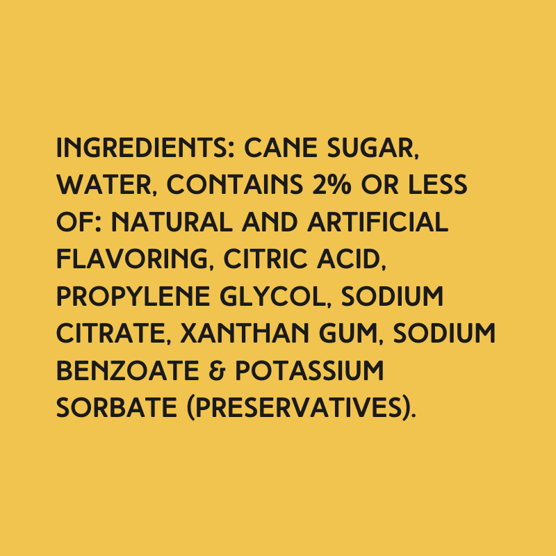 Ingredients for Wild Desert Orange Dye-FREE Coffee Syrup made with cane sugar and free from artificial dyes or high-fructose corn syrup