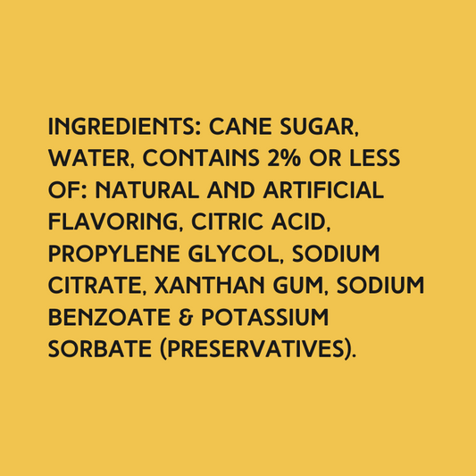Ingredients for Wild Desert Orange Dye-FREE Coffee Syrup made with cane sugar and free from artificial dyes or high-fructose corn syrup