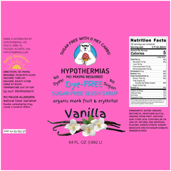 Vanilla | Hypothermias SUGAR FREE Dye-FREE Slush Syrup | Half Gallon
