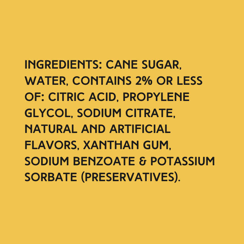 Ingredients used in Wild Desert Dye-FREE Blueberry Coffee Syrup, including pure cane sugar and no artificial dyes or corn syrup.