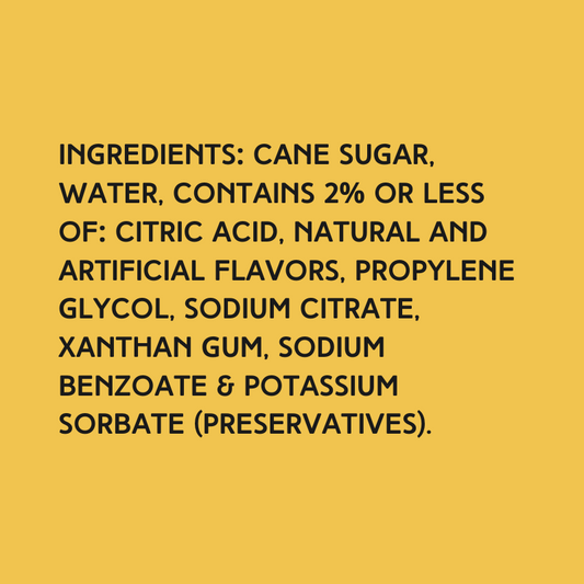 Ingredients used in Wild Desert Dye-FREE Coffee Syrup including non-GMO pure cane sugar and no artificial dyes or corn syrup.