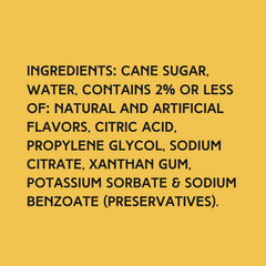 Ingredients used in Wild Desert Dye-FREE Fruit Punch Coffee Syrup including pure cane sugar, with no corn syrup or artificial color.