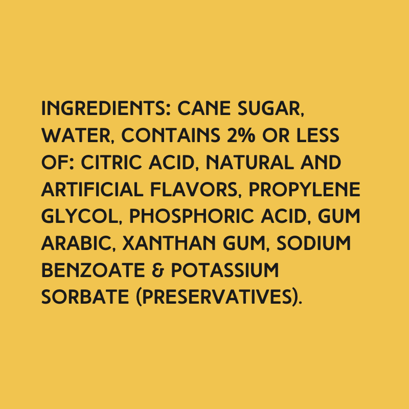 Ingredients used in Wild Desert Dye-FREE Green Apple Coffee Syrup, including cane sugar and no corn syrup or artificial coloring.