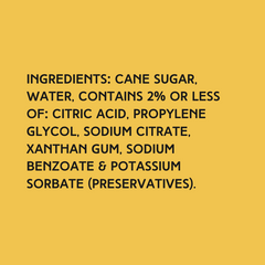 Ingredients used in Wild Desert Dye-FREE Lemon Coffee Syrup, including cane sugar, citrus notes, and no artificial colors or corn syrup.