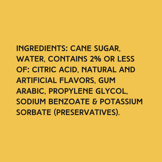 Ingredients for Wild Desert Papaya Dye-FREE Coffee Syrup made with cane sugar and free from artificial dyes or high-fructose corn syrup