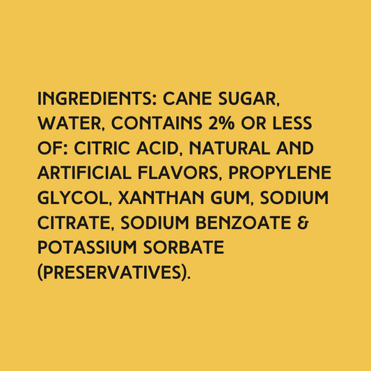 Ingredients for Wild Desert Pineapple Dye-FREE Coffee Syrup made with cane sugar and free from artificial dyes or high-fructose corn syrup